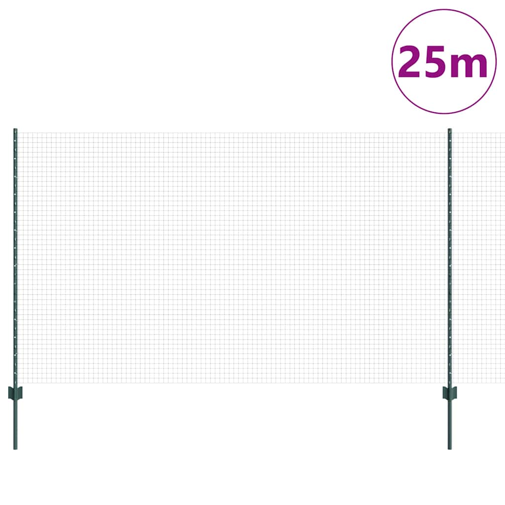 Zaun mit Pfosten Grün 1.4 x 25 m Stahl