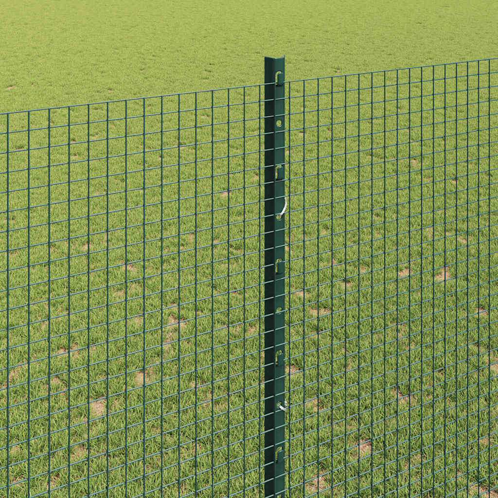 Zaun mit Pfosten Grün 1,5 x 25 m Stahl