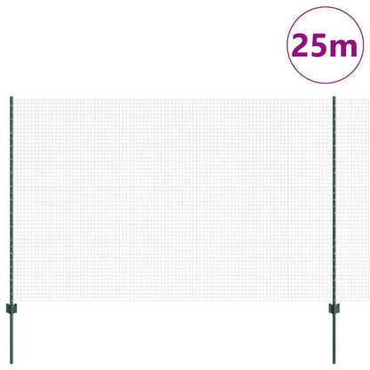 Zaun mit Pfosten Grün 1.5 x 25 m Stahl