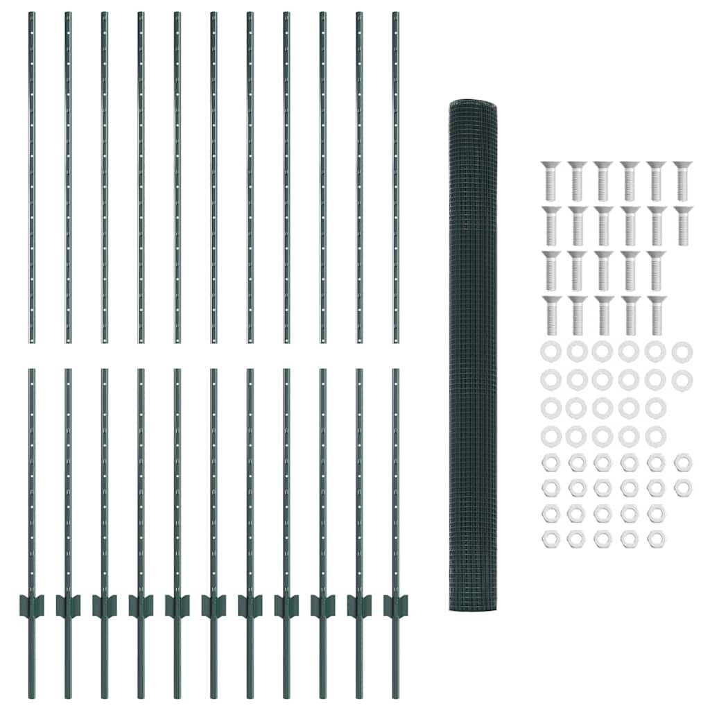 Zaun mit Pfosten Grün 1.6 x 25 m Stahl