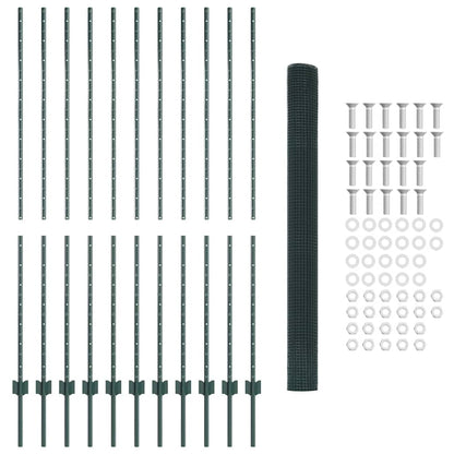 Zaun mit Pfosten Grün 1.6 x 25 m Stahl