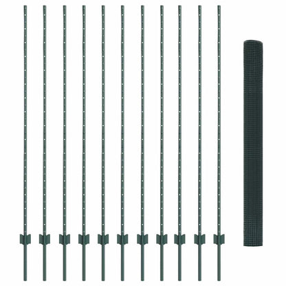 Zaun mit Pfosten Grün 1.6 x 25 m Stahl