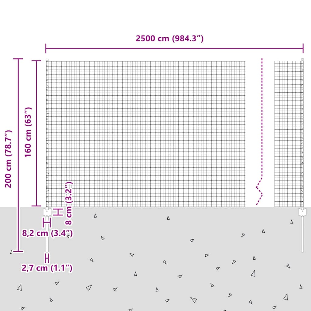 Zaun mit Pfosten Grün 1.6 x 25 m Stahl