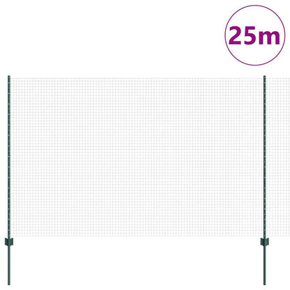 Zaun mit Pfosten Grün 1.6 x 25 m Stahl
