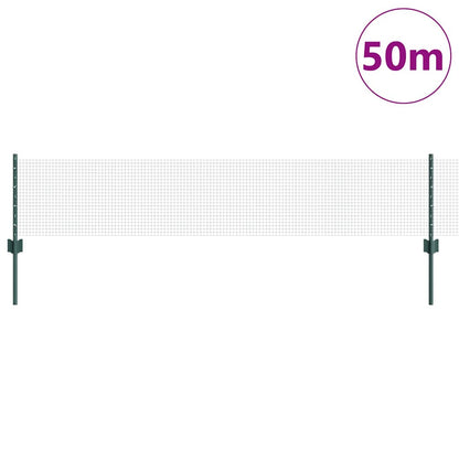 Zaun mit Pfosten Grün 0.4 x 50 m Stahl