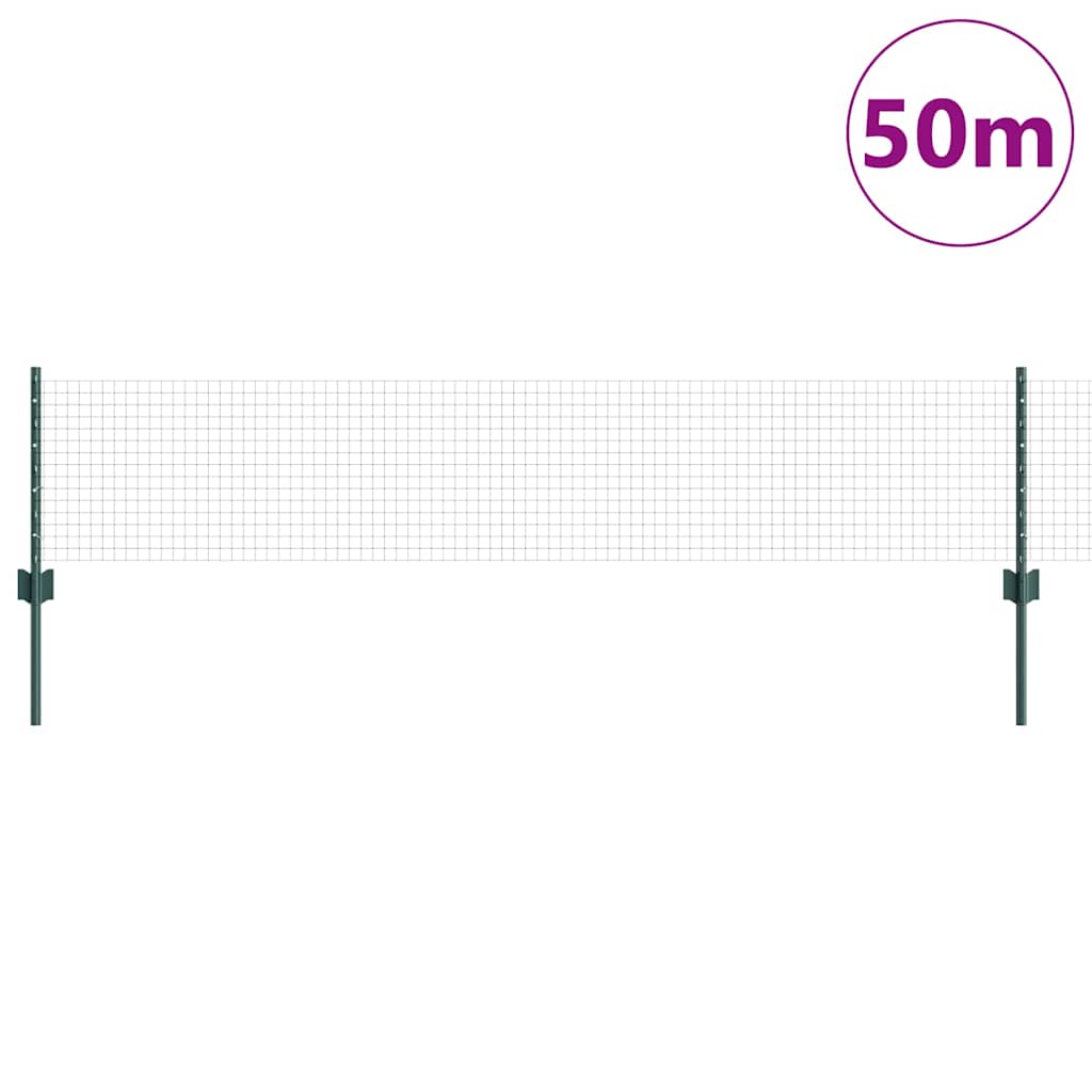 Zaun mit Pfosten Grün 0.4 x 50 m Stahl