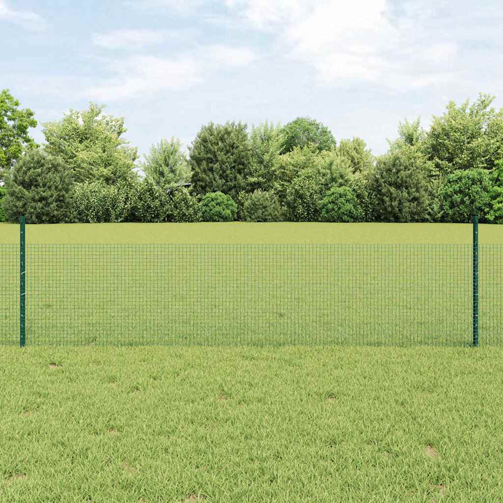 Zaun mit Pfosten Grün 0,5 x 50 m Stahl