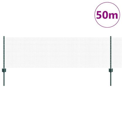 Zaun mit Pfosten Grün 0.6 x 50 m Stahl