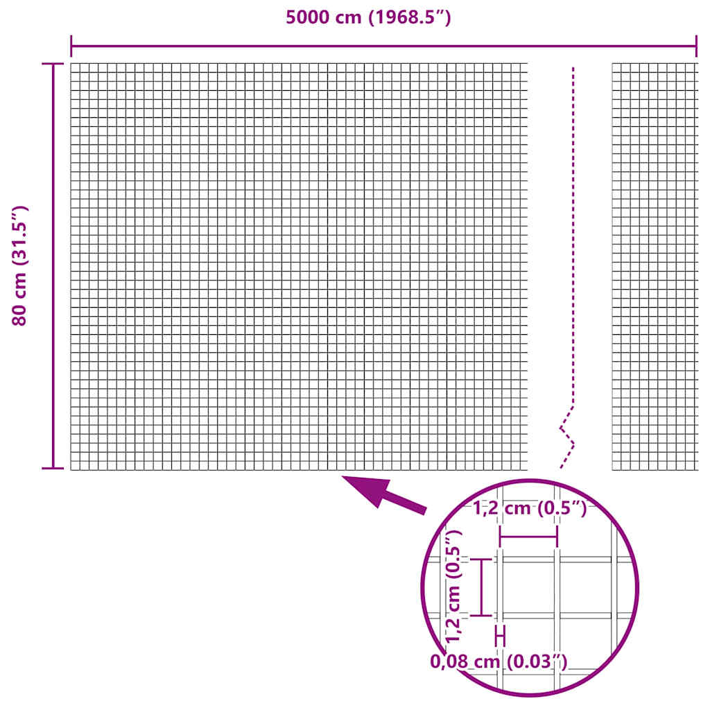 Zaun mit Pfosten Grün 0,8 x 50 m Stahl