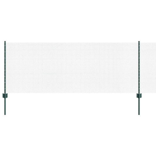 Zaun mit Pfosten Grün 0,8 x 50 m Stahl