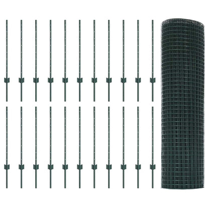 Zaun mit Pfosten Grün 0,8 x 50 m Stahl