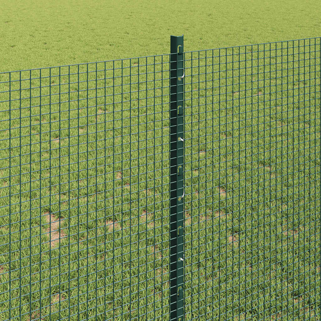 Zaun mit Pfosten Grün 1 x 50 m Stahl