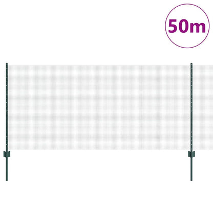 Zaun mit Pfosten Grün 1 x 50 m Stahl