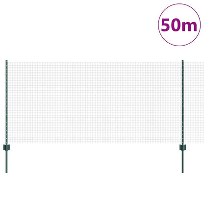 Zaun mit Pfosten Grün 1 x 50 m Stahl