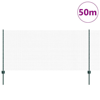Zaun mit Pfosten Grün 1 x 50 m Stahl