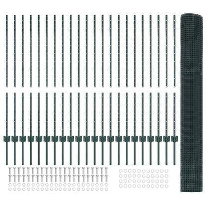 Zaun mit Pfosten Grün 1.2 x 50 m Stahl