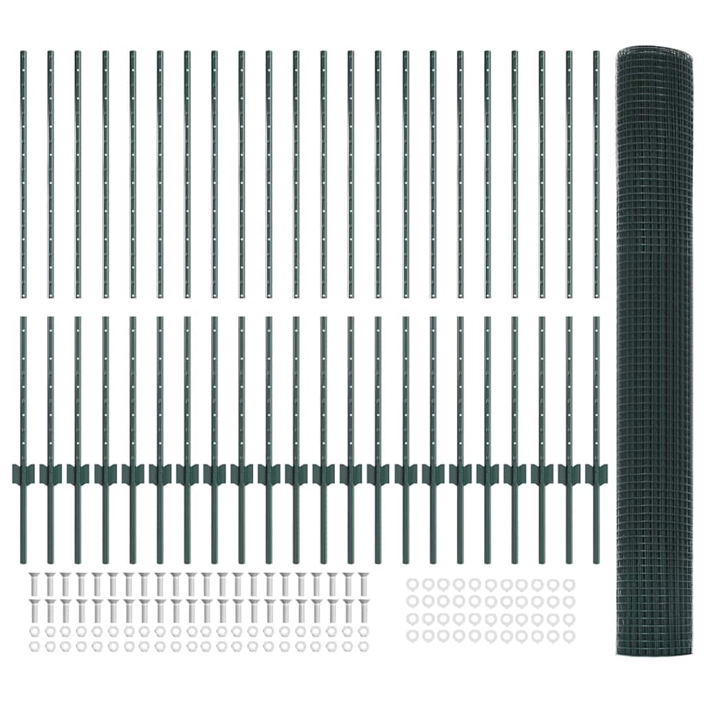 Zaun mit Pfosten Grün 1.2 x 50 m Stahl