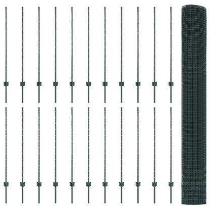 Zaun mit Pfosten Grün 1.2 x 50 m Stahl