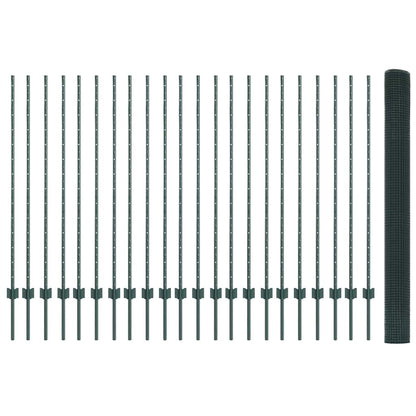 Zaun mit Pfosten Grün 1.4 x 50 m Stahl