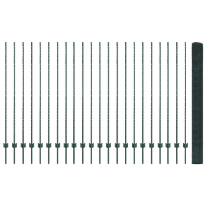 Zaun mit Pfosten Grün 1.5 x 50 m Stahl