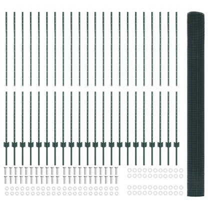 Zaun mit Pfosten Grün 1.5 x 50 m Stahl