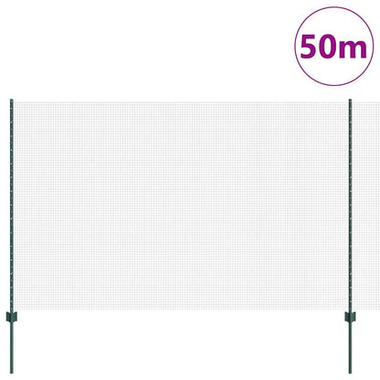 Zaun mit Pfosten Grün 1.5 x 50 m Stahl