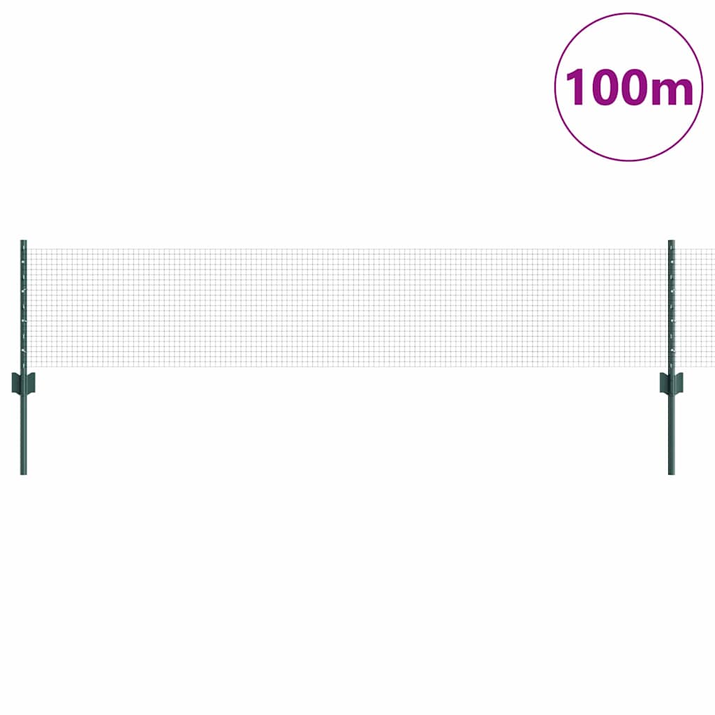 Zaun mit Pfosten Grün 0,4 x 100 m Stahl