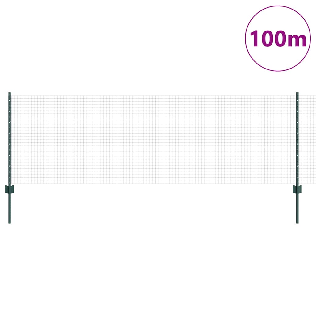 Zaun mit Pfosten Grün 0,8 x 100 m Stahl