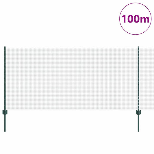 Zaun mit Pfosten Grün 1 x 100 m Stahl