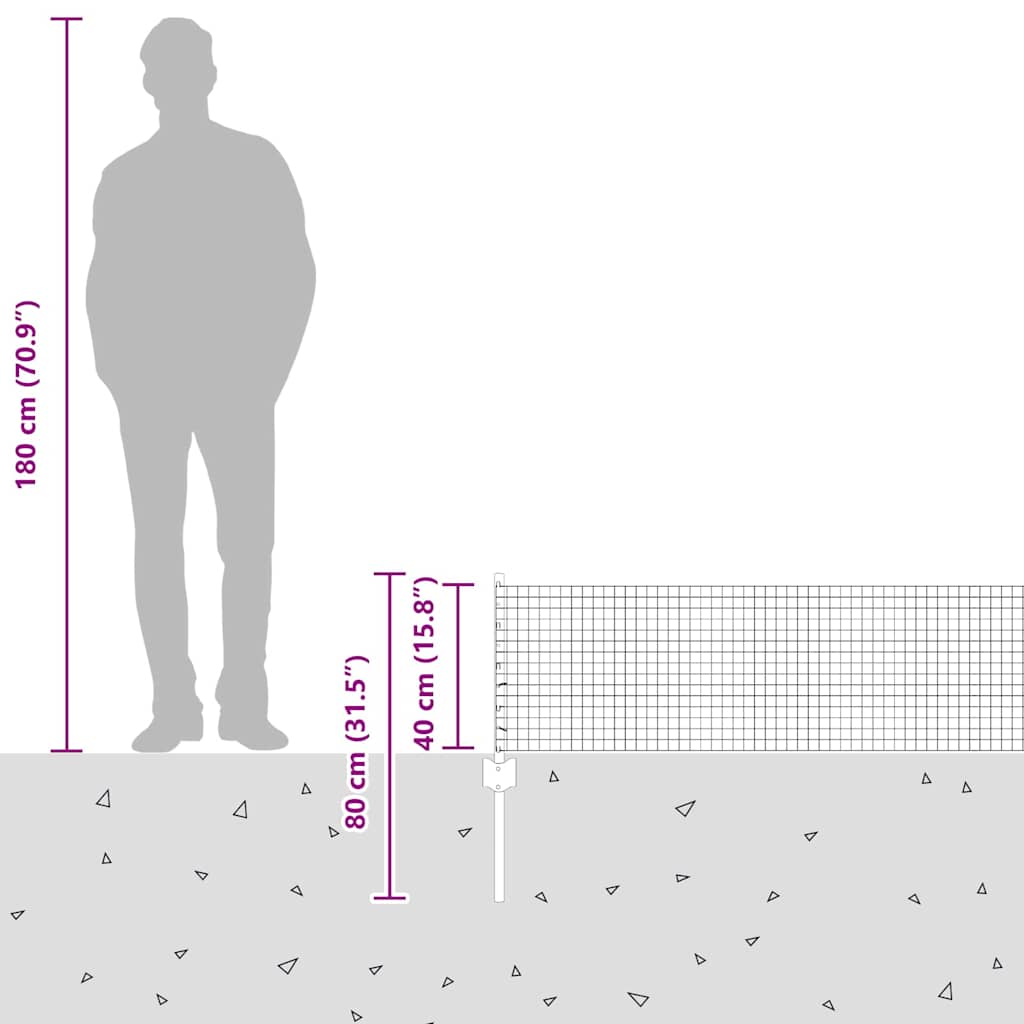 Zaun mit Pfosten Grau 0,4 x 10 m Stahl