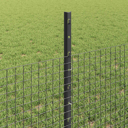 Zaun mit Pfosten Grau 0,5 x 10 m Stahl