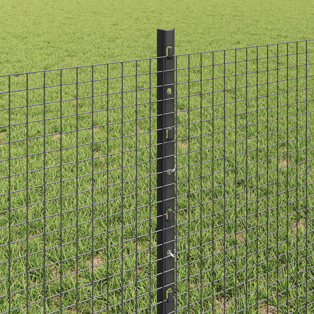 Zaun mit Pfosten Grau 0,6 x 10 m Stahl