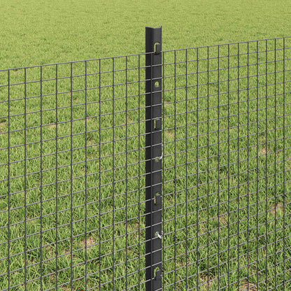 Zaun mit Pfosten Grau 0,6 x 10 m Stahl