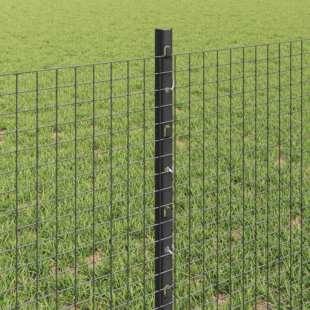 Zaun mit Pfosten Grau 0,6 x 10 m Stahl