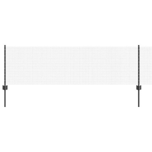 Zaun mit Pfosten Grau 0,6 x 10 m Stahl