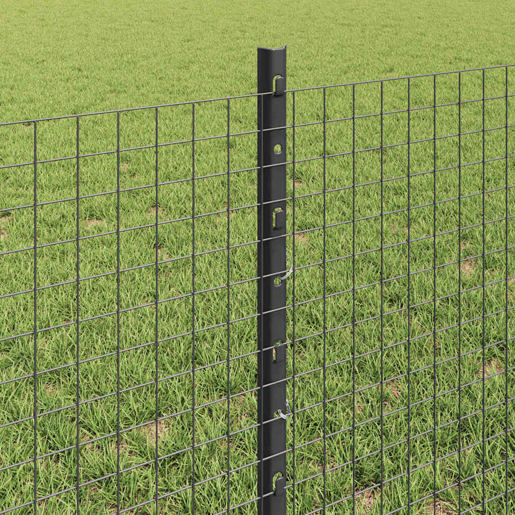Zaun mit Pfosten Grau 0,6 x 10 m Stahl