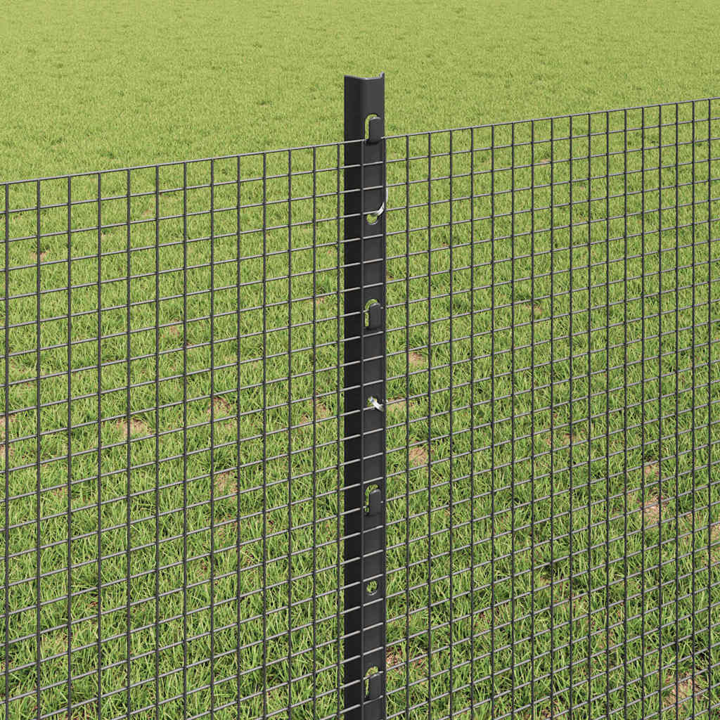 Zaun mit Pfosten Grau 0,8 x 10 m Stahl