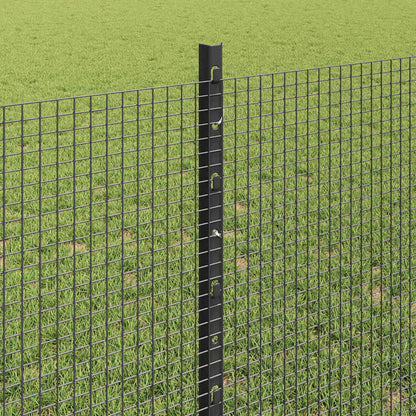 Zaun mit Pfosten Grau 0,8 x 10 m Stahl