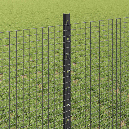 Zaun mit Pfosten Grau 0,8 x 10 m Stahl