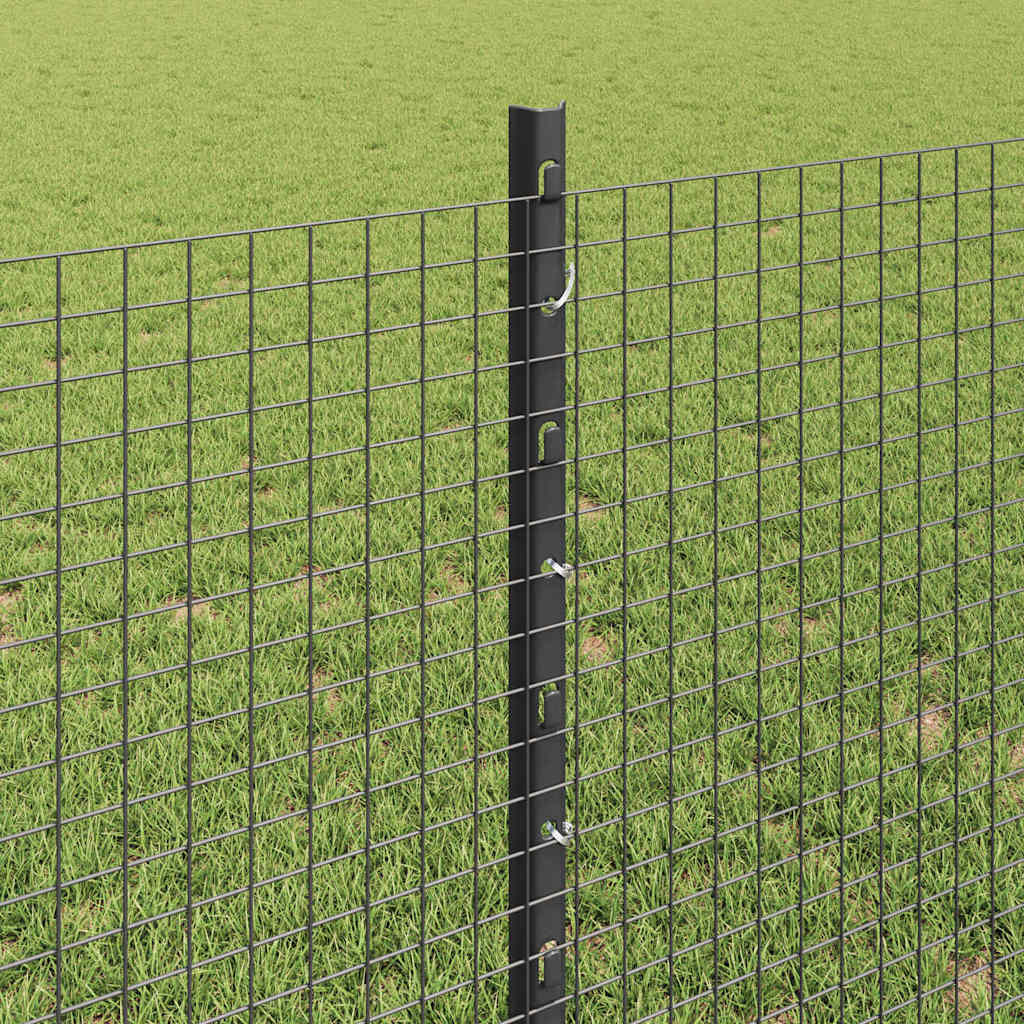 Zaun mit Pfosten Grau 0,8 x 10 m Stahl
