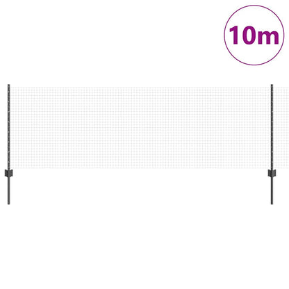 Zaun mit Pfosten Grau 0.8 x 10 m Stahl