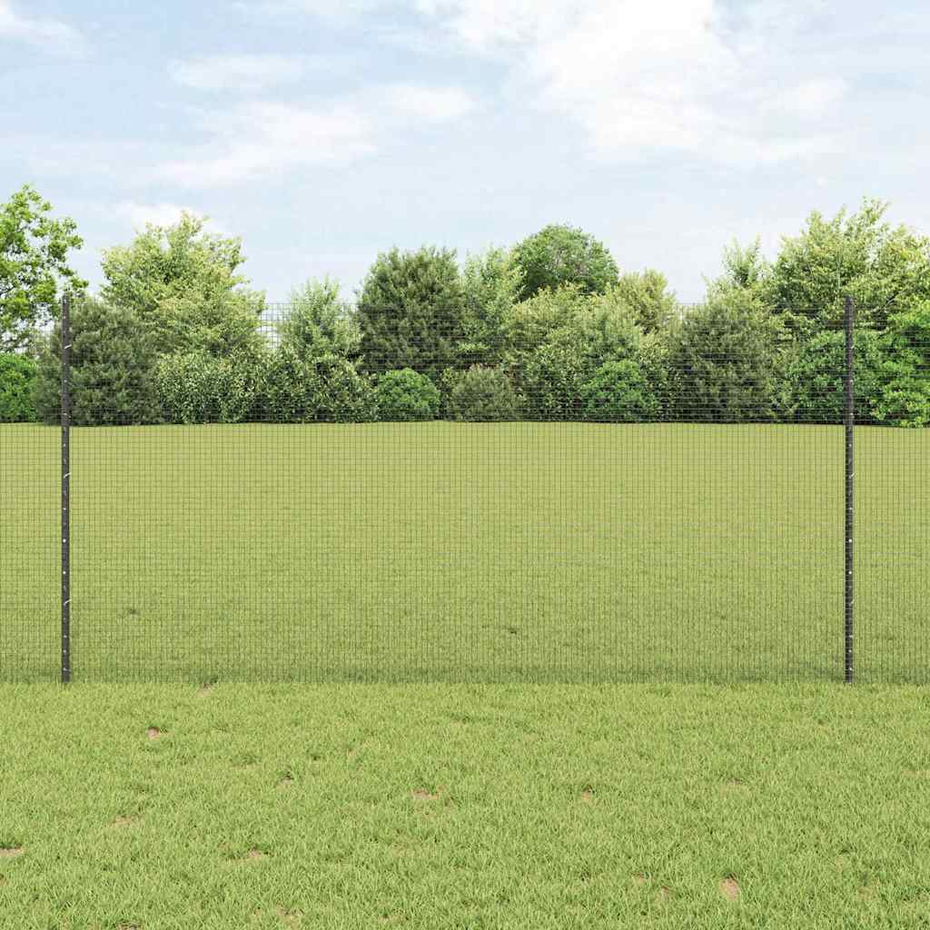 Zaun mit Pfosten Grau 1.2 x 10 m Stahl