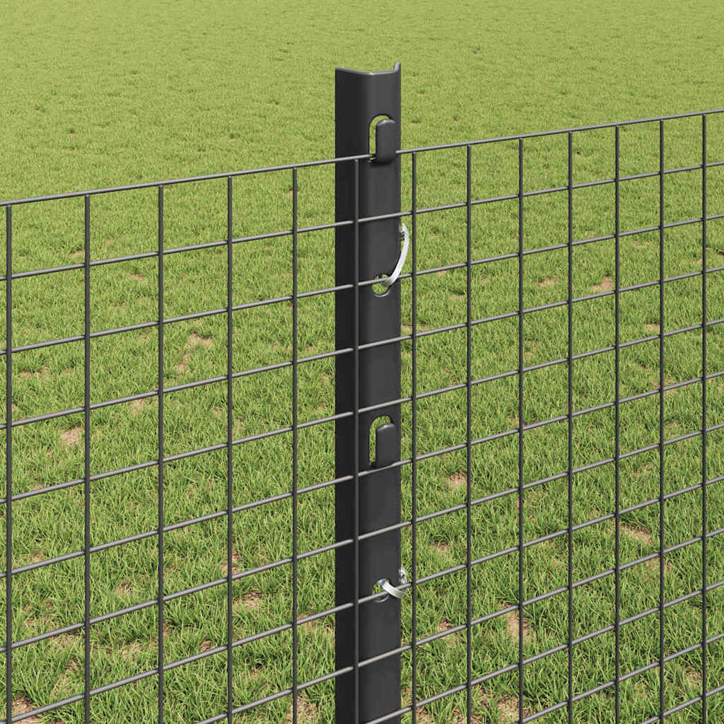 Zaun mit Pfosten Grau 1,2 x 10 m Stahl