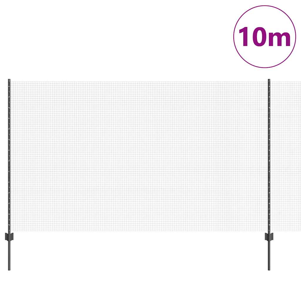 Zaun mit Pfosten Grau 1.4 x 10 m Stahl