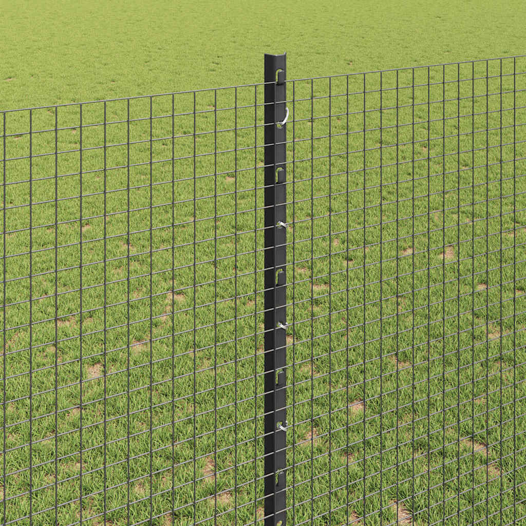 Zaun mit Pfosten Grau 1,4 x 10 m Stahl