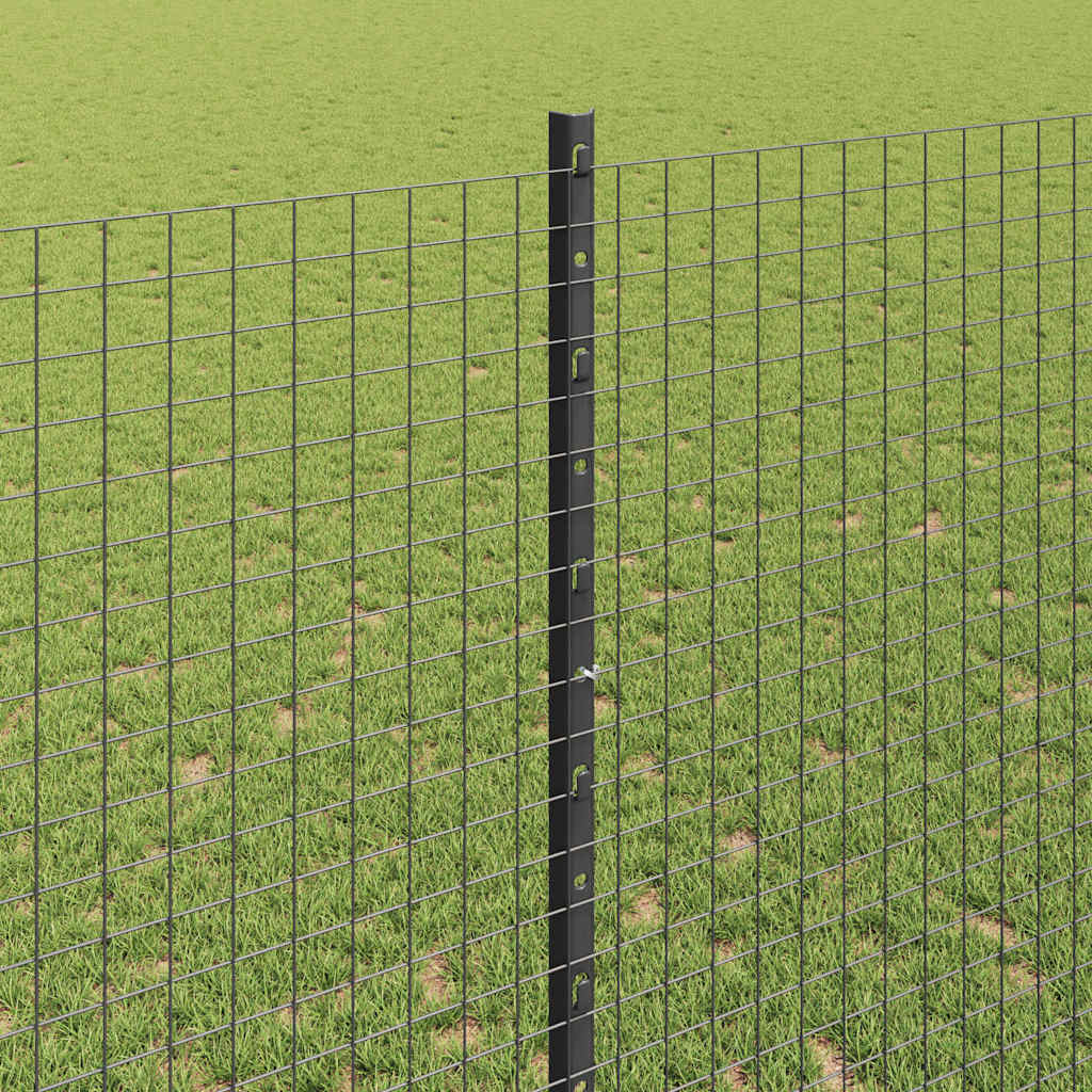 Zaun mit Pfosten Grau 1,4 x 10 m Stahl