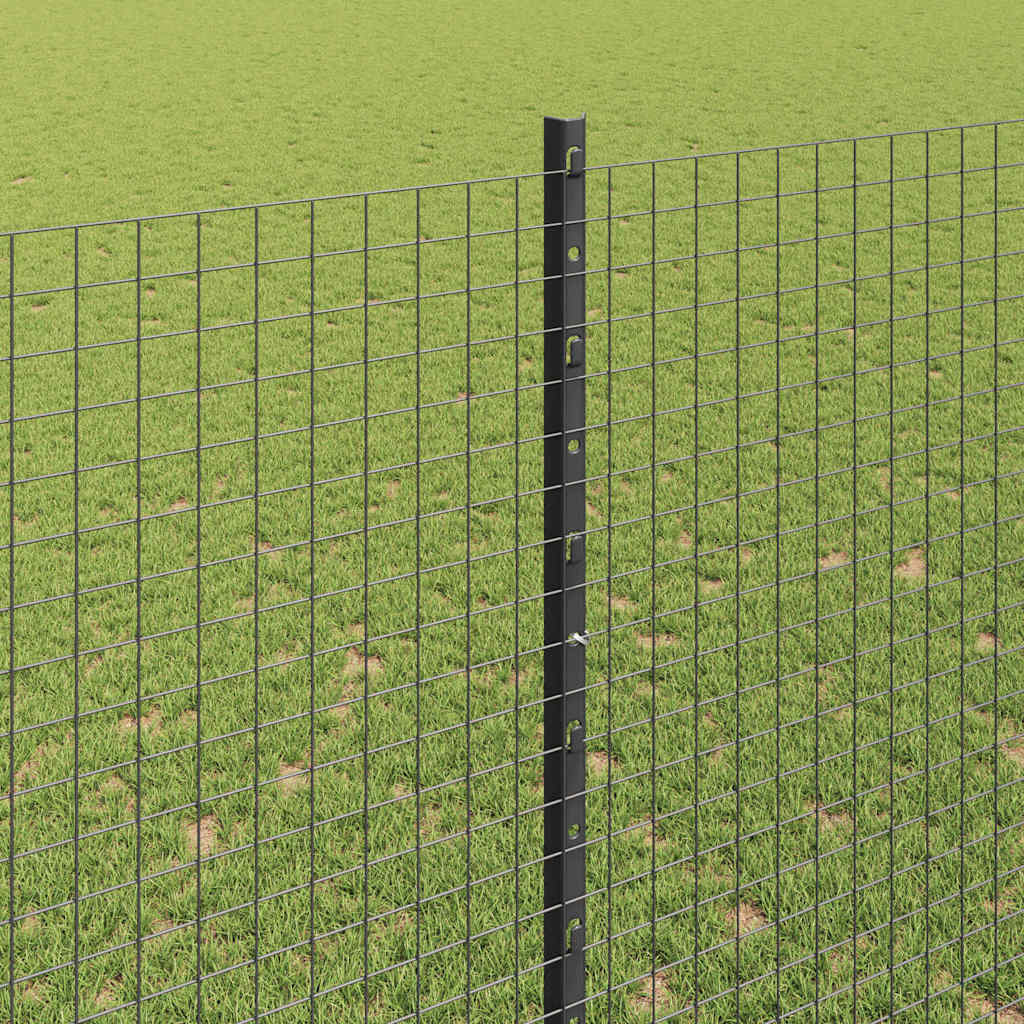 Zaun mit Pfosten Grau 1,5 x 10 m Stahl