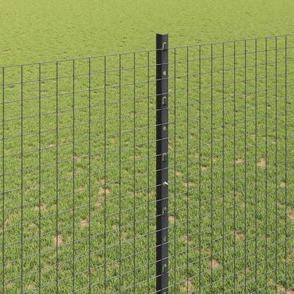 Zaun mit Pfosten Grau 1,5 x 10 m Stahl