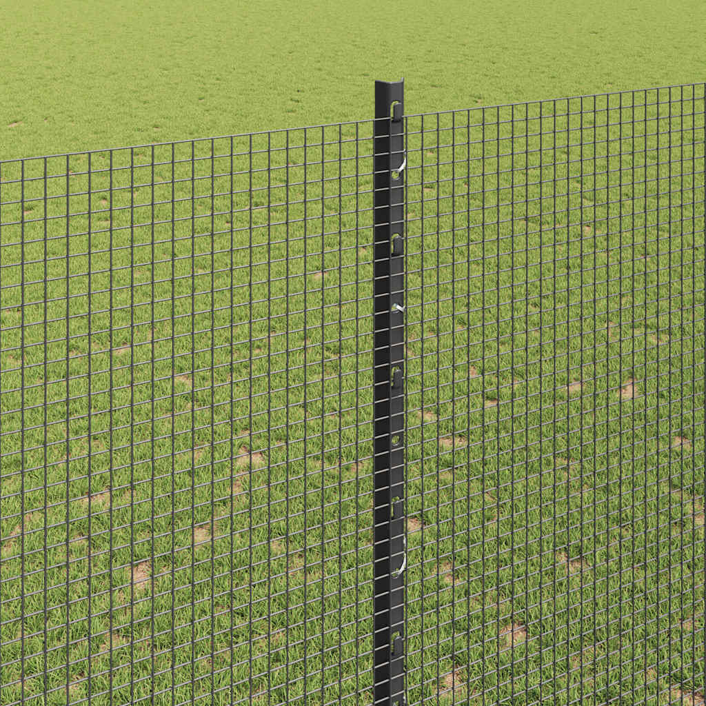 Zaun mit Pfosten Grau 1,6 x 10 m Stahl