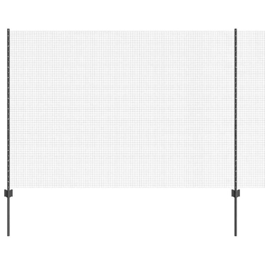 Zaun mit Pfosten Grau 1.6 x 10 m Stahl